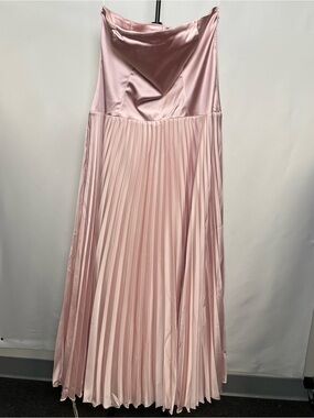 Abercrombie & Fitch Strapless Pleated Satin Maxi Skirt